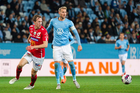 Degerfors Adam Carlen och Malmö FFs Ola Toivonen