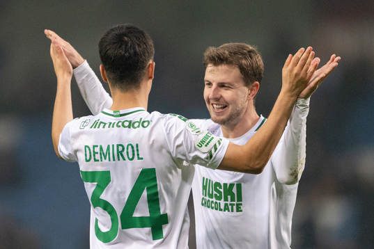 Hammarbys Alper Demirol och Joel Nilsson jublar