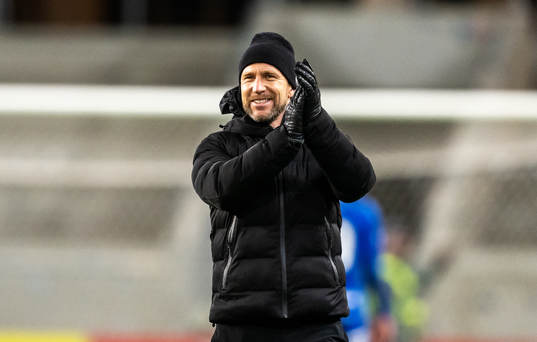 Kalmars tränare Henrik Rydström jublar