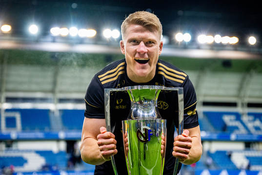 Kristian Eriksen of Molde celebrates with the trophy