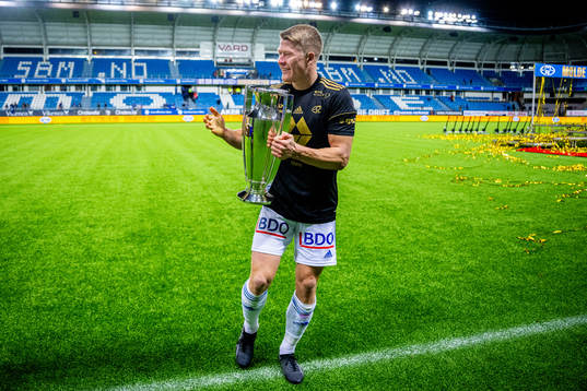 Kristian Eriksen of Molde celebrates with the trophy