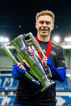 Ola Brynhildsen of Molde celebrates with the trophy