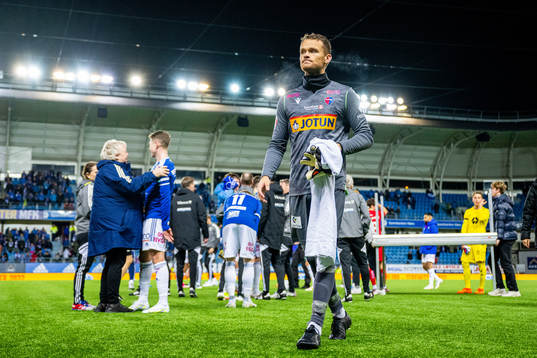 Goalkeeper Jacob Storevik of Sandefjord looks dejected
