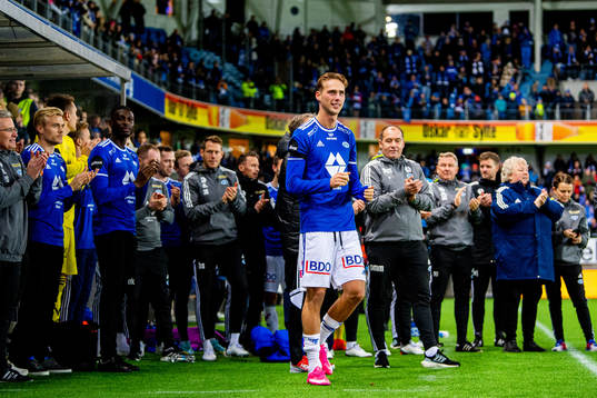 Magnus Retsius Grødem of Molde celebrates winning the