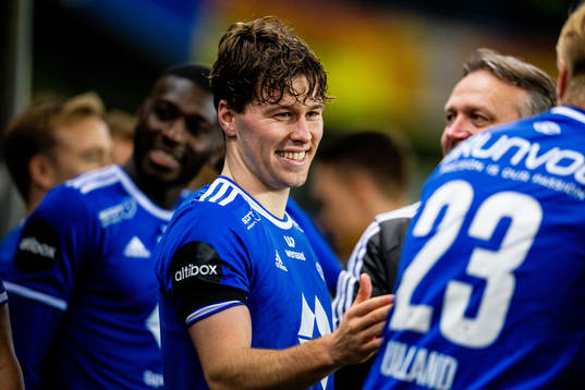 Emil Varhaugvik Breivik of Molde celebrates winning the