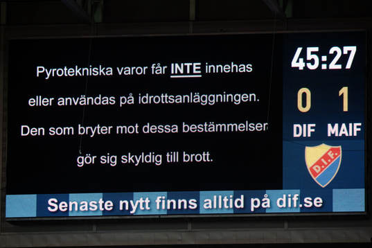 En skylt om att pyroteknik är förbjudet