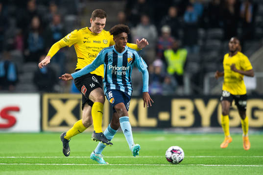 Mjällbys Jacob Bergström och Djurgårdens Isak Alemayehu