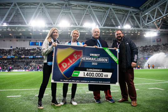 Djurgården tilldelas en check från Unibet via konceptet