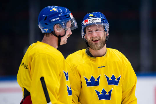 Jonathan Dahlen and Oscar Möller of Sweden at a training