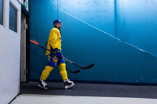 Lukas Bengtsson of Sweden at a training session with the