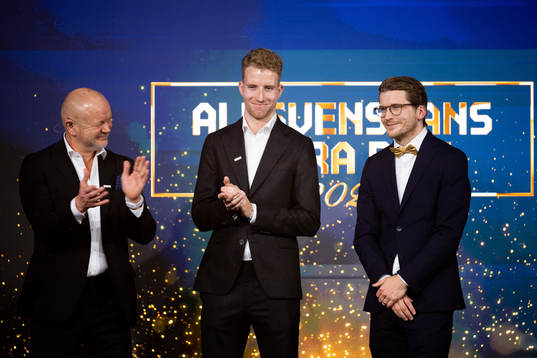 Häckens tränare Per-Mathias Høgmo, Samuel Gustafson och