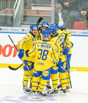 Isac Brännström and André Petersson of Sweden celebrate