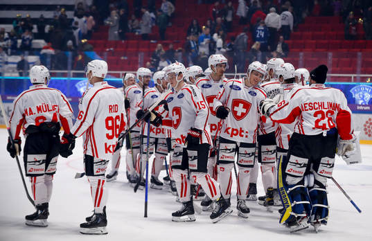 Swiss players celebrating