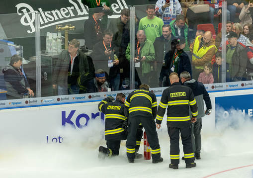 Firemen repairing ice