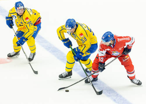 Jonathan Dahlen and Linus Johansson of Sweden  against