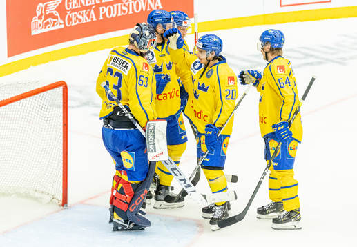 Goaltender Marcus Högberg, André Petersson and Jonathan