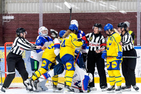 Sveriges spelare och Slovakiens spelare