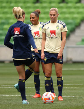 Jonna Andersson and Madelen Janogy of the Swedish women's
