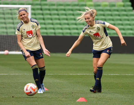 Olivia Schough and Linda Sembrant of the Swedish women's
