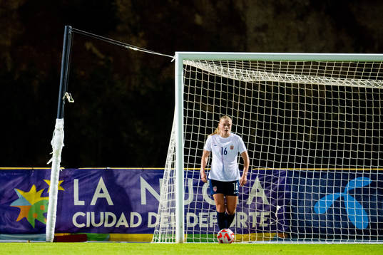 Mathilde Harviken of Norway looks dejected