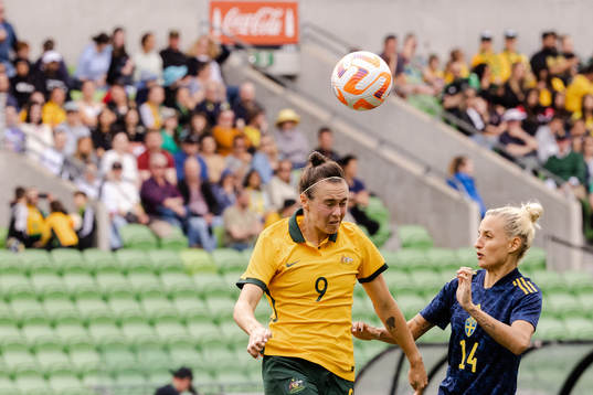 Caitlin Foord of Australia and Nathalie Björn of Sweden