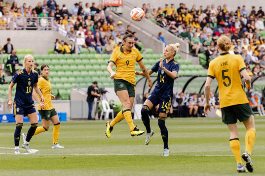 Caitlin Foord of Australia and Nathalie Björn of Sweden