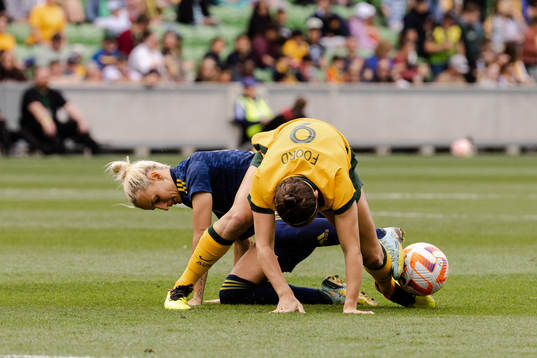 Nathalie Björn of Sweden and Caitlin Foord of Australia