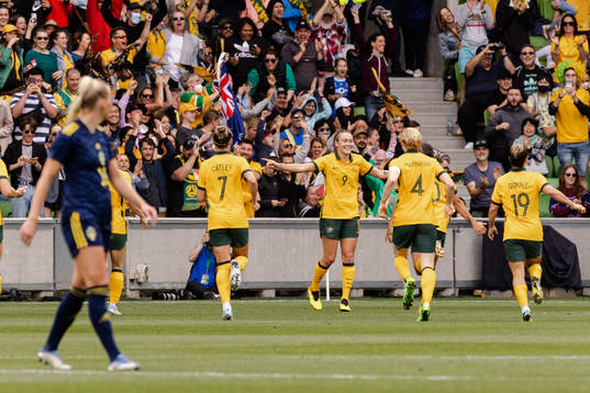 Caitlin Foord of Australia celebrates