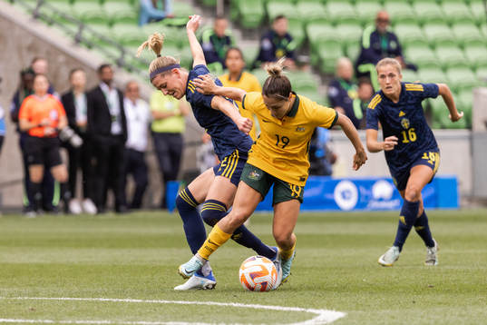 Olivia Schough of Sweden and Katrina Gorry of Australia