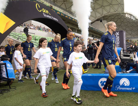 Jonna Andersson and Madelen Janogy of Sweden walks out