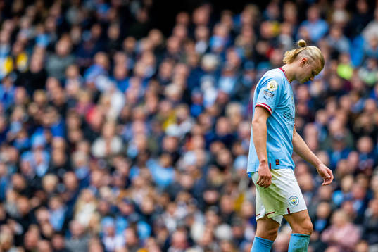Erling Braut Haaland of Manchester City looks dejected
