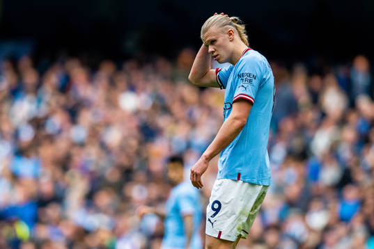 Erling Braut Haaland of Manchester City looks dejected