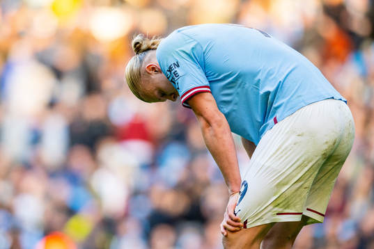 Erling Braut Haaland of Manchester City looks dejected