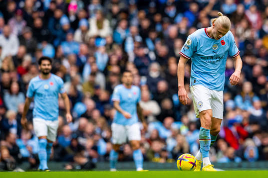 Erling Braut Haaland of Manchester City looks dejected