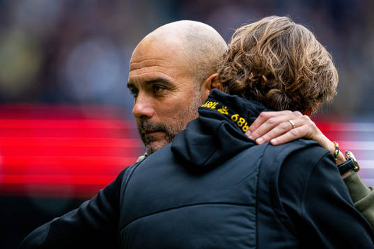 Pep Guardiola, manager of Manchester City, and Thomas