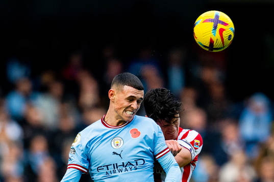 Phil Foden of Manchester City and Christian Nørgaard of