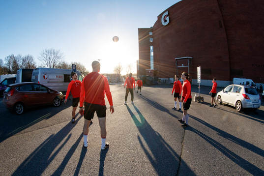 Warmup outside of the arena