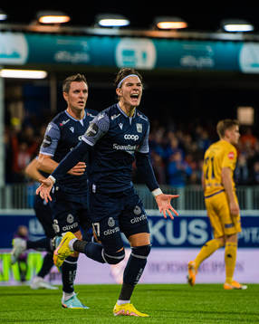 Brynjolfur Andersen Willumsson of Kristiansund celebrates