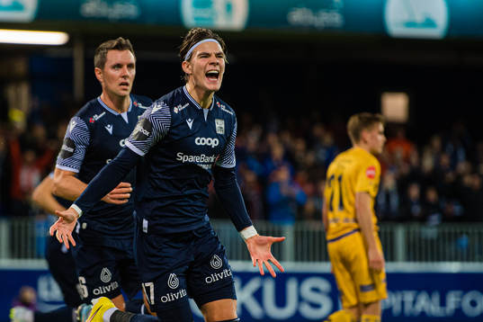 Brynjolfur Andersen Willumsson of Kristiansund celebrates