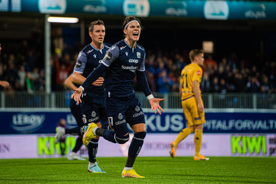 Brynjolfur Andersen Willumsson of Kristiansund celebrates