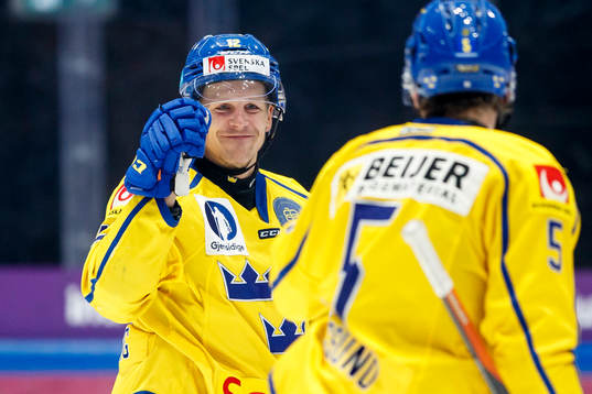 Max Friberg of Sweden celebrates with Oscar Engsund