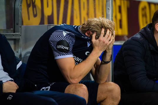 Sebastian Jarl of Kristiansund looks dejected