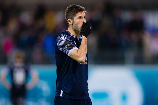 Liridon Kalludra of Kristiansund looks dejected