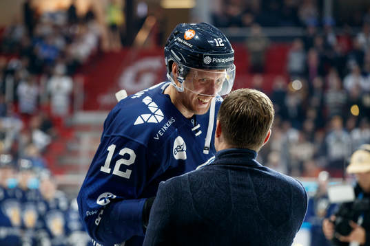 Marko Anttila and Saku Koivu of Finland