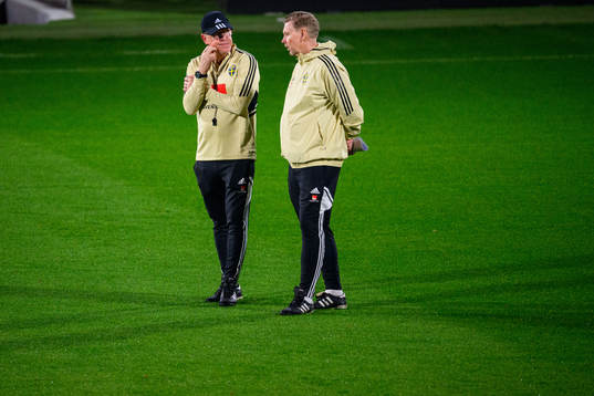 Head coach Janne Andersson and Assistant coach Peter