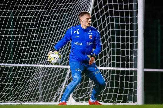 Goalkeeper Mads Hedenstad Christiansen of the Norwegian