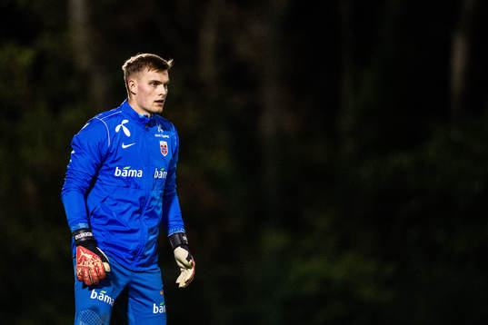 Goalkeeper Mads Hedenstad Christiansen of the Norwegian