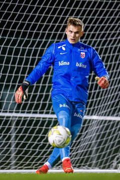 Goalkeeper Mads Hedenstad Christiansen of the Norwegian