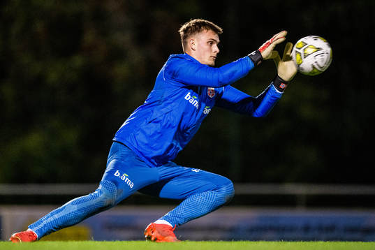 Goalkeeper Mads Hedenstad Christiansen of the Norwegian