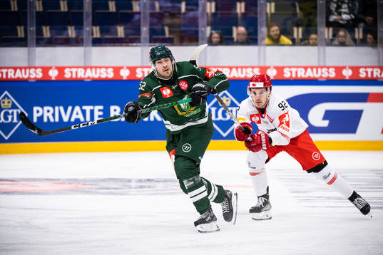 August Tornberg of Färjestad and Zdenek Dolezal  of